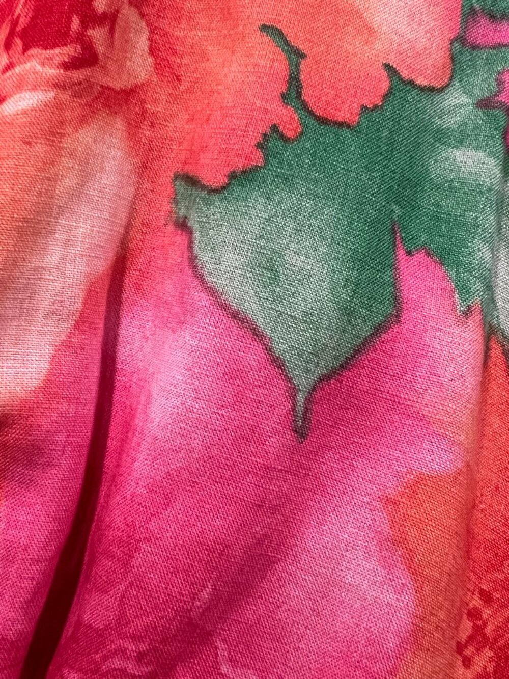 Jones New York Floral Linen Sleeveless Dress, Orange Pink, 12 - Picture 5 of 9
